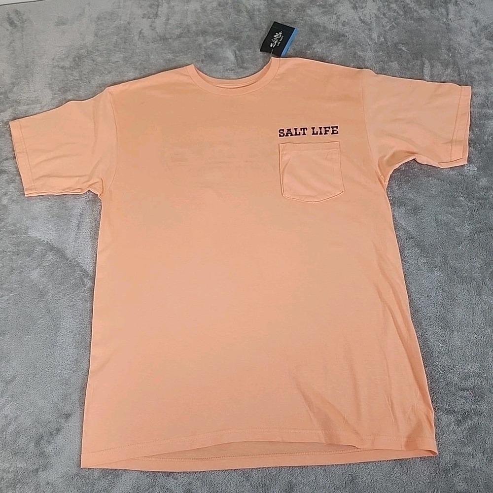 Salt Life Shirt Mens Large Peach Short Sleeve Pullover "Salty State of Mind"
